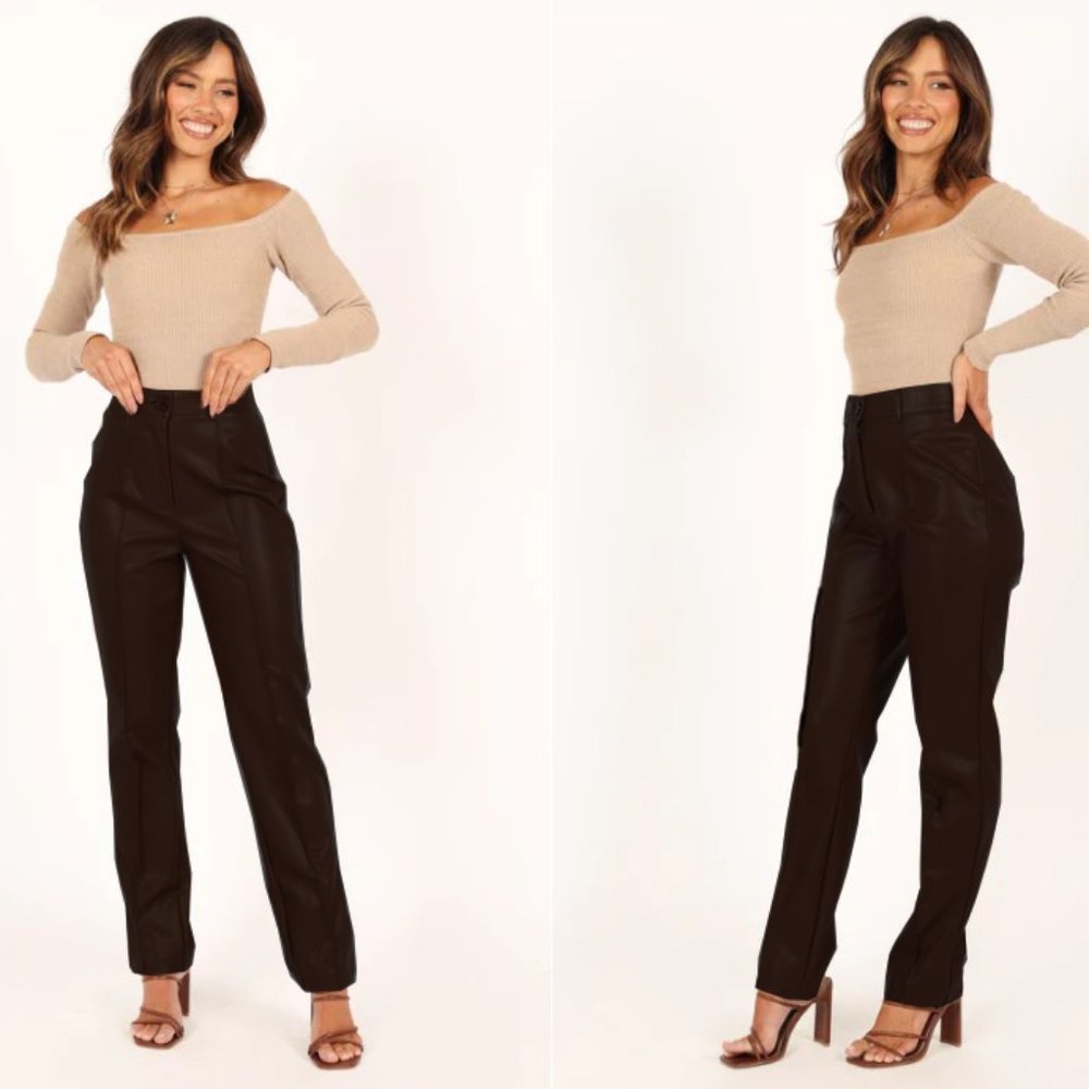 Sandy Faux Leather Wide Leg Pants